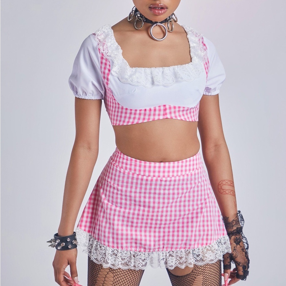 Pink and White Gingham Set